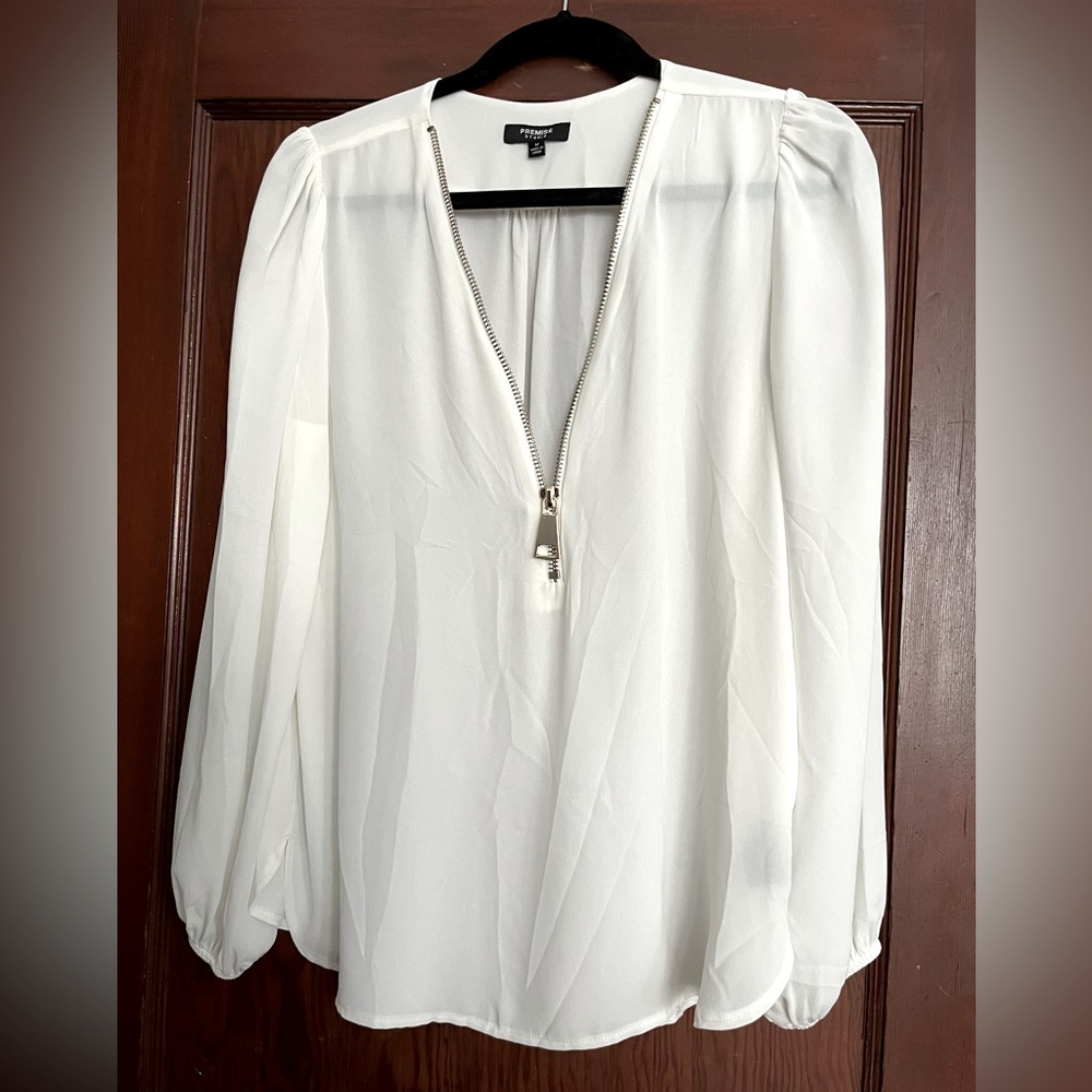 Zippered-Front Lightweight Blouse